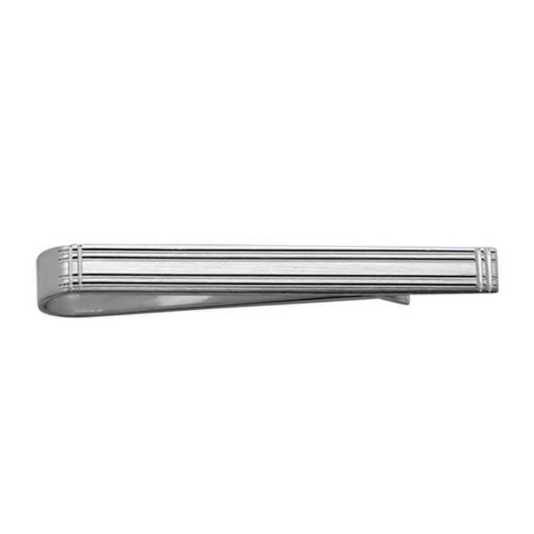 Sterling Silver Satined Plaid Tie Slide