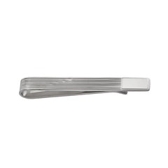 Sterling Silver Polished engine-turned Tie Slide Rhodium End Signet