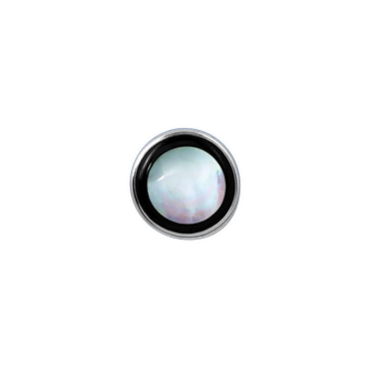 Sterling Silver Round Tie Tack W/ MOP & Onyx Stone