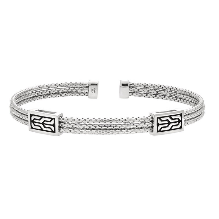 Rhodium Finished Sterling Silver 3 Cable Bracelet