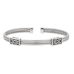 Rhodium Finished Sterling Silver 3 Cable Bracelet