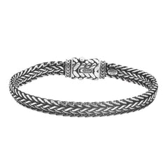 Black Rhodium Finished Sterling Silver 7mm Woven Link Bracelet - 7.75