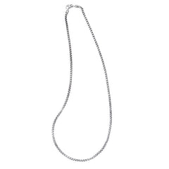 Rhodium Finished Sterling Silver 3mm Rounded Box Chain - 22