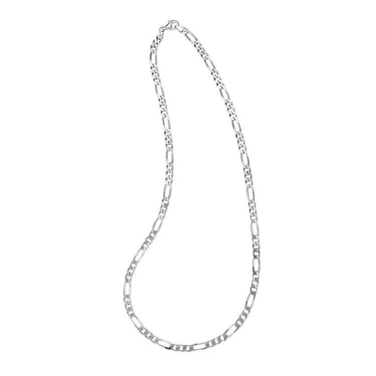 Rhodium Finished Sterling Silver 5mm Figaro Chain - 22
