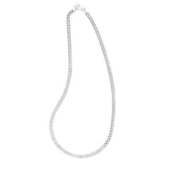Rhodium Finished Sterling Silver 4mm Curb Chain - 22