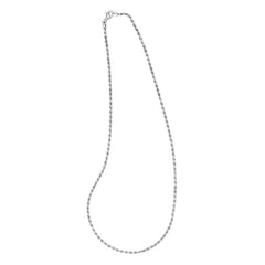 Rhodium Finished Sterling Silver 3mm Rope Chain - 20