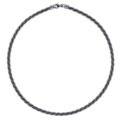 Black Rhodium Finished Sterling Silver Twisted Rope Chain - 20