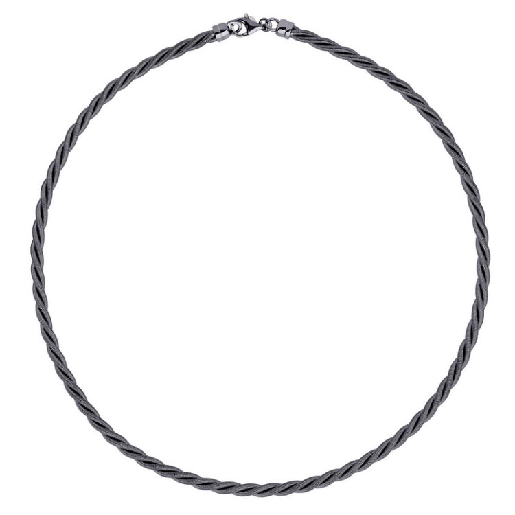 Black Rhodium Finished Sterling Silver Twisted Rope Chain - 22