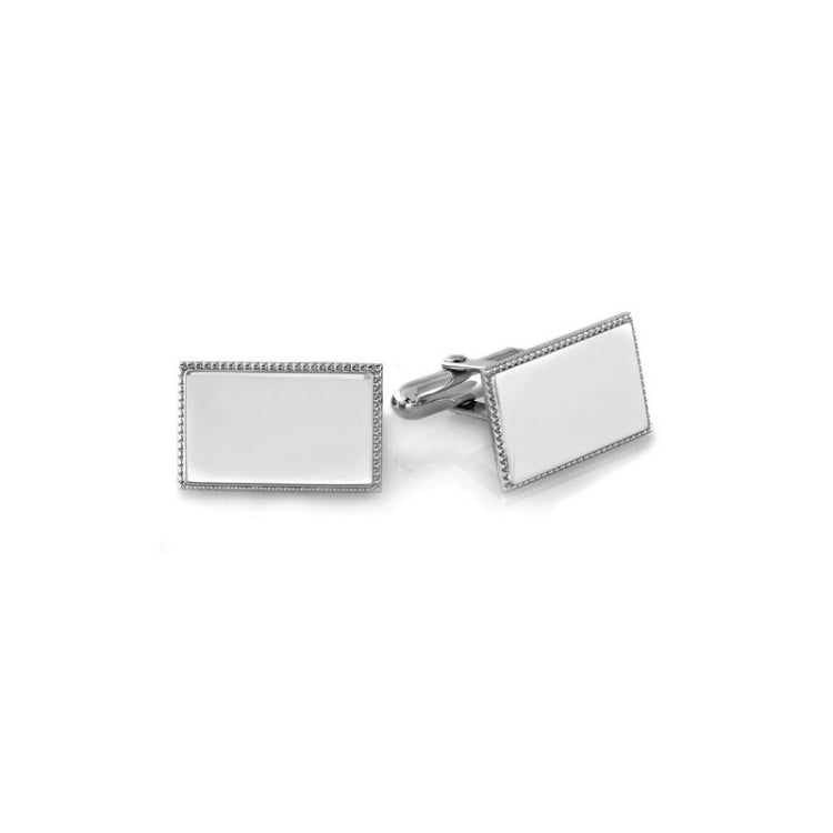 Sterling Silver Bead Edge Rectangle Cufflinks