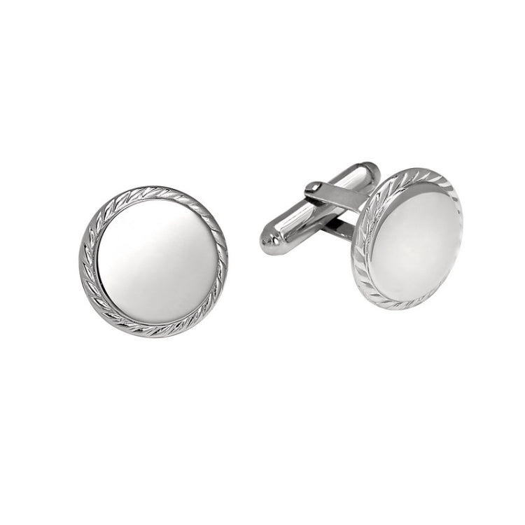 Sterling Silver Rope Edge Round Polished Cufflinks