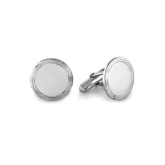 Sterling Silver Round Cufflinks with Double Line Boarder