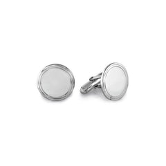 Sterling Silver Round Double Line Engine-Turned Cufflinks