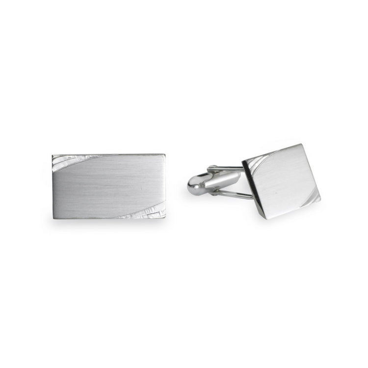 Sterling Silver Rectangle Engraved Cufflinks