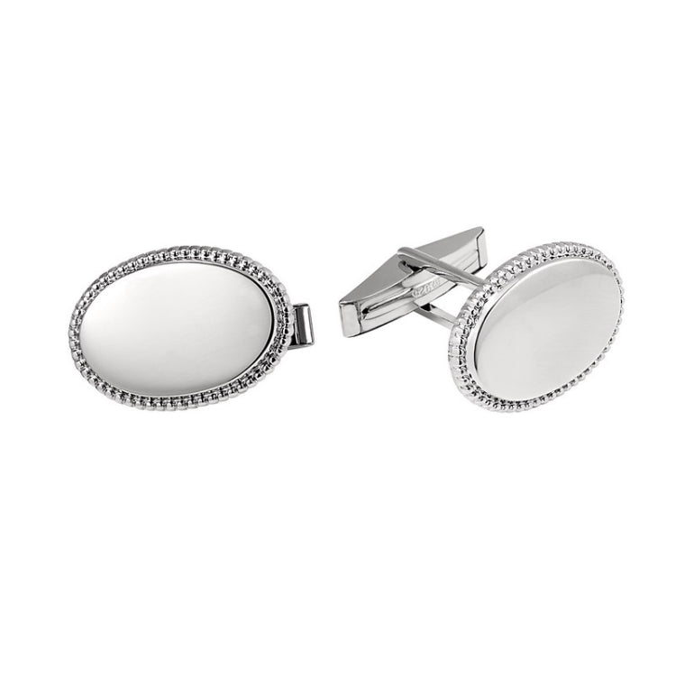 Sterling Silver Oval Cuff Links with Beaded Border