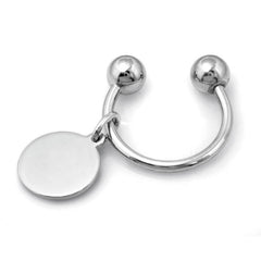 Sterling Silver Screwball Key Ring W/3/4 Round Tag