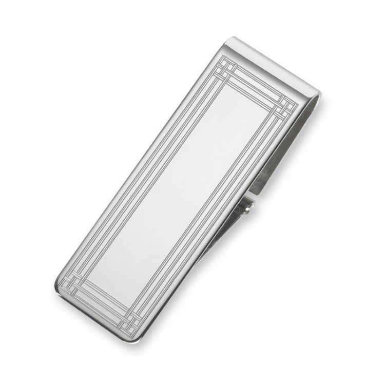 Sterling Silver Hinged Engine-Turned Money Clip