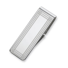 Sterling Silver Hinged Engine-Turned Money Clip