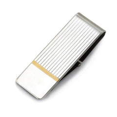 Sterling Silver Hinged Money Clip W/Gold Accents