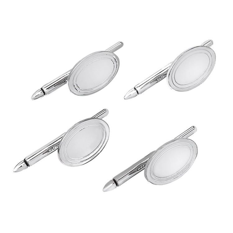 Sterling Silver Polished Oval Stud Set with Double Line Border