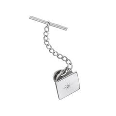 Sterling Silver Polished Rectangle tie Tack with 1pt Diamond