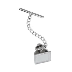 Sterling Silver Polished Square Tie Tack with Engine Turned Boarder