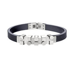 Stainless Steel Geometric Bracelet W/Rubber