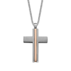 Stainless Steel & Ip Pink Cross on 24 Chain