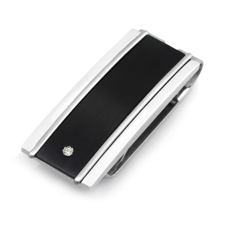 Stainless Steel Black Titanium Money Clip W/.005pt Diamond