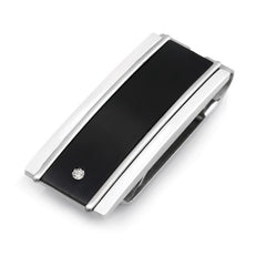 Stainless Steel Black Titanium Money Clip W/.005pt Diamond