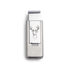 Stainless Steel PVD Finish Flip Money Clip w/Deer Head