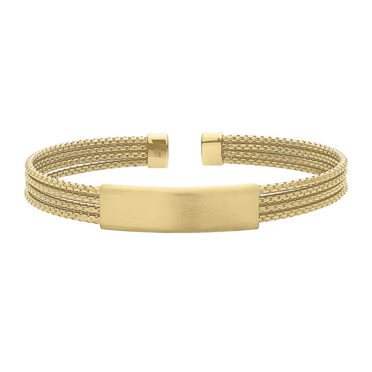 Gold Vermeil Sterling Silver 4 Cable ID Cuff Bracelet