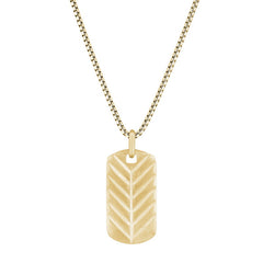 Gold Vermeil Sterling Silver Feathered Dog Tag on 20 Rounded Box Link Chain