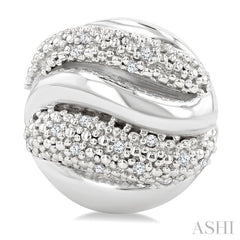 1/10 Ctw Bold Twisted Rib Round Cut Diamond Pirouette Bold Fashion Stud Earrings in Sterling Silver