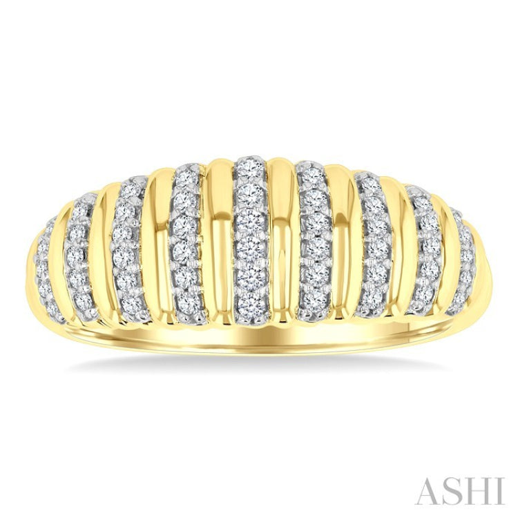 1/5 Ctw Ribbed Dome Shape Round Cut Diamond Pirouette Fashion Ring in 10K Yellow Gold