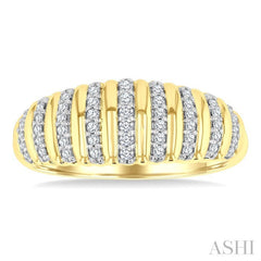 1/5 Ctw Ribbed Dome Shape Round Cut Diamond Pirouette Fashion Ring in 10K Yellow Gold