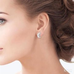 1/10 Ctw Split Dome Shape Round Cut Diamond Bold Half Hoop Earrings in Sterling Silver