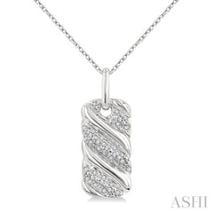 1/10 Ctw Bold Ribbed Swirl Round Cut Diamond Pirouette Bold Fashion Pendant With Chain in Sterling Silver