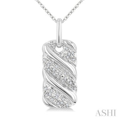 1/10 Ctw Bold Ribbed Swirl Round Cut Diamond Pirouette Bold Fashion Pendant With Chain in Sterling Silver