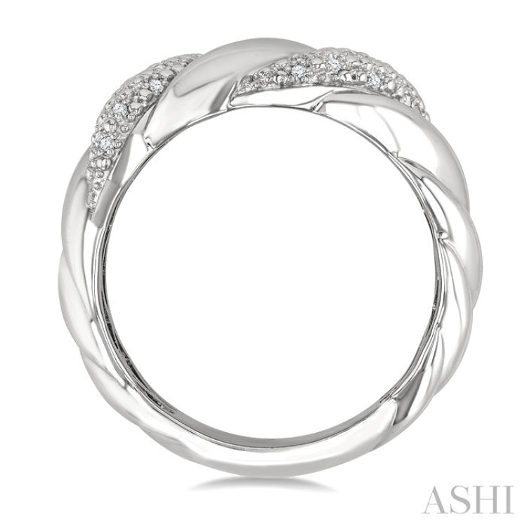 1/10 Ctw Bold Ribbed Swirl Round Cut Diamond Pirouette Bold Fashion Band in Sterling Silver