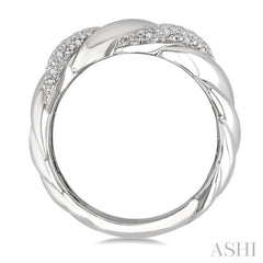 1/10 Ctw Bold Ribbed Swirl Round Cut Diamond Pirouette Bold Fashion Band in Sterling Silver