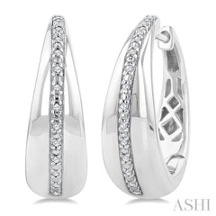 1/10 Ctw Bold Wide Round Cut Diamond Hoop Earrings in Sterling Silver