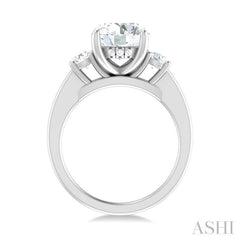 1/2 Ctw Tri-Mount Past, Present and Future Round Cut Diamond Semi Mount Engagement Ring in 14K White Gold