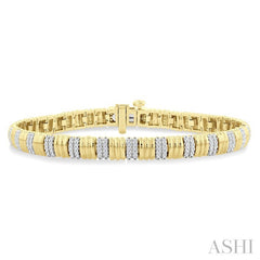 3/4 Ctw Ribbed Round Cut Diamond Pirouette Fashion Bracelet in 10K Yellow Gold