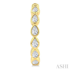 1 Ctw Bezel Set Pear Cut Diamond Fashion Hoop Earrings in 14K Yellow Gold