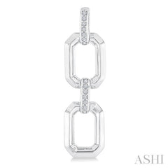 1/10 Ctw Bold Open Window Octagonal Shape D-Link Round Cut Diamond Fashion Earrings in Sterling Silver