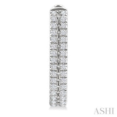 1/5 Ctw Twin Row Round Cut Diamond Fashion Hoop Earrings in 10K White Gold