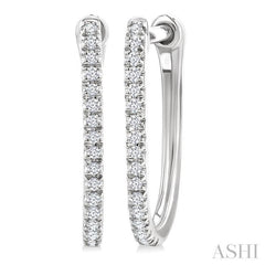 1/10 Ctw Round Cut Diamond Fashion Hoop Earrings in 10K White Gold