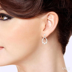 2 MM-4.5 MM Drop Tear Round Shape Cultured Pearls and 1/4 Ctw Round Cut Diamond Fashion Earrings in 14K Yellow Gold