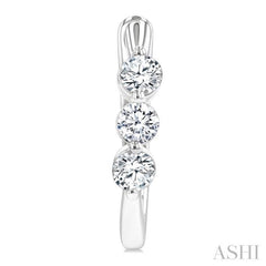 3/4 Ctw 3-Stone Round Cut Diamond Fashion Hoop Earrings in 14K White Gold