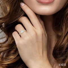 5/8 Ctw Baguette and Round Cut Fusion Diamond Engagement Ring in 14K Yellow and White Gold
